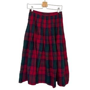 Pendleton Midi Skirt New Wool Pleated Tartan Skirt Women's 8 Red Green Holiday